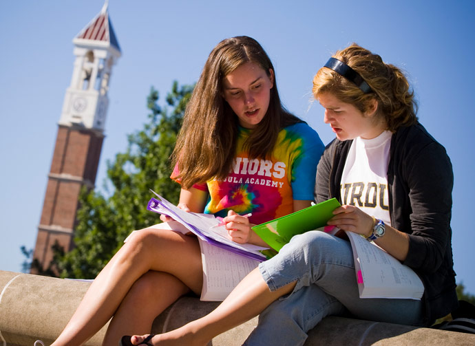 students study outside