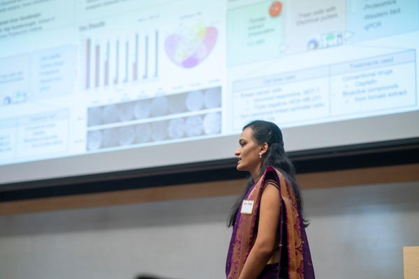OVD Fellow Jeya Shree, Anna University, Guindy campus, presents on her cancer research at Purdue