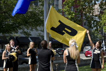 Purdue Cheerleaders at courthouse