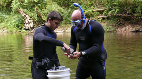 Rod Williams and Cody Rhoden hellbender