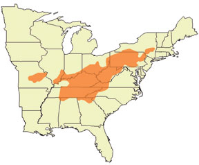 eastern hellbender map