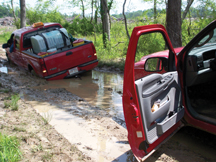 vehicle stuck in mud