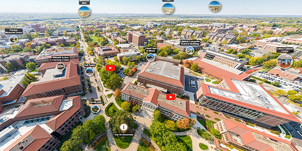 Beginning scene of virtual campus tour