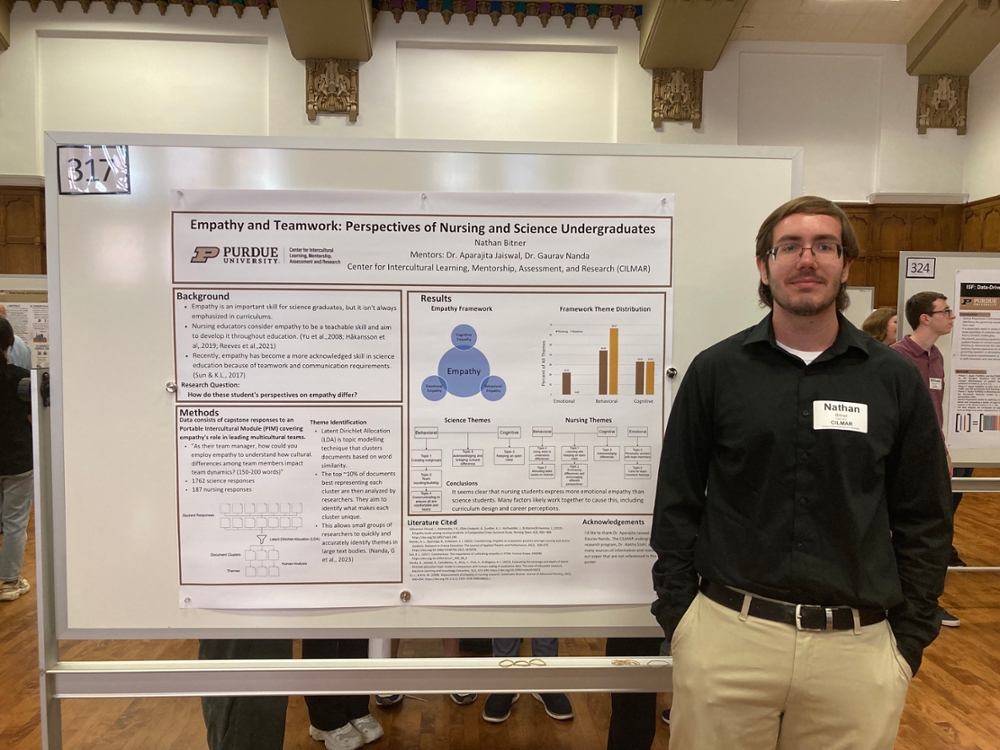 Nathan Bitner at the Purdue University's 2023 Summer Undergraduate Research Symposium