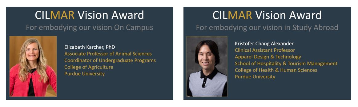 Recipients of the 2022 CILMAR Vision Award: Elizabeth Karcher & Kristofer Chang Alexander