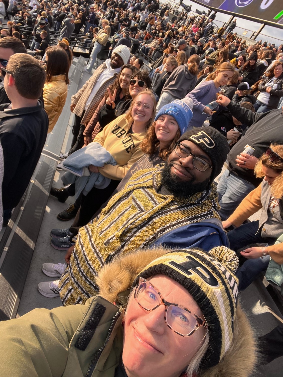 Students at football game.