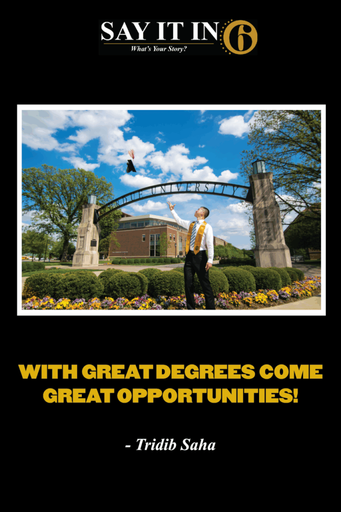 Man throwing his graduation cap in the air with a caption that reads, With Great Degrees Come Great Opportunities!"