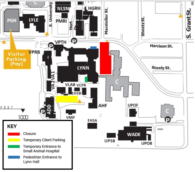 Temporary parking lot, east entrance closure scheduled for Small Animal  Hospital this weekend - Administrative Operations - Purdue University
