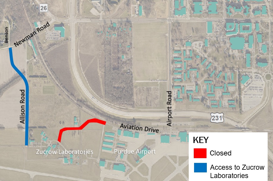 The section of Aviation Drive, west of the Purdue University Airport, is scheduled to permanently close to through traffic on June 1.