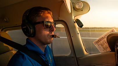 Student pilot at the Purdue University Airport.