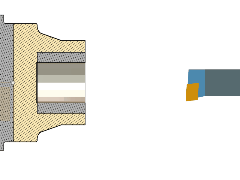 Gif of a ID turning tool removing material from a predrilled hole