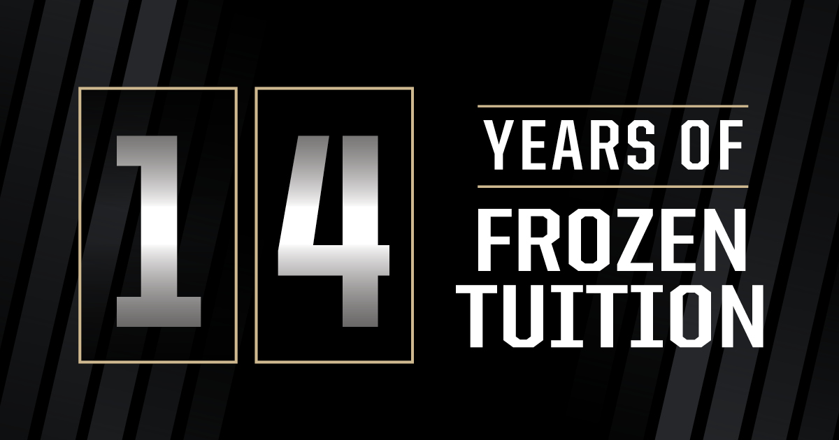 fourteen years of frozen tuition graphic