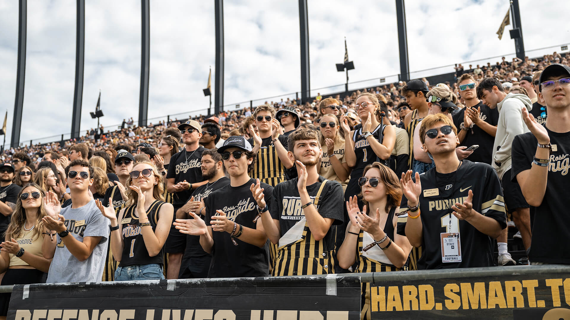Purdue students at football game.