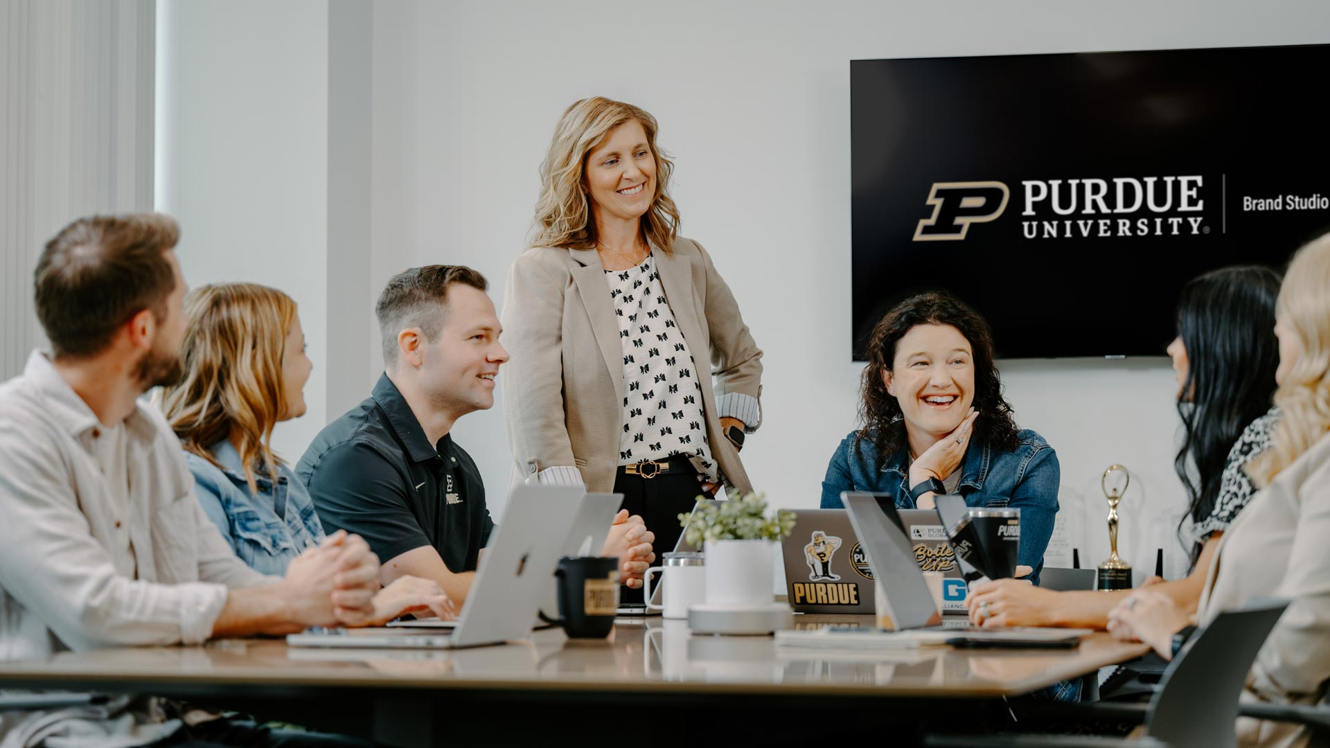 Purdue Brand Studio team at a meeting