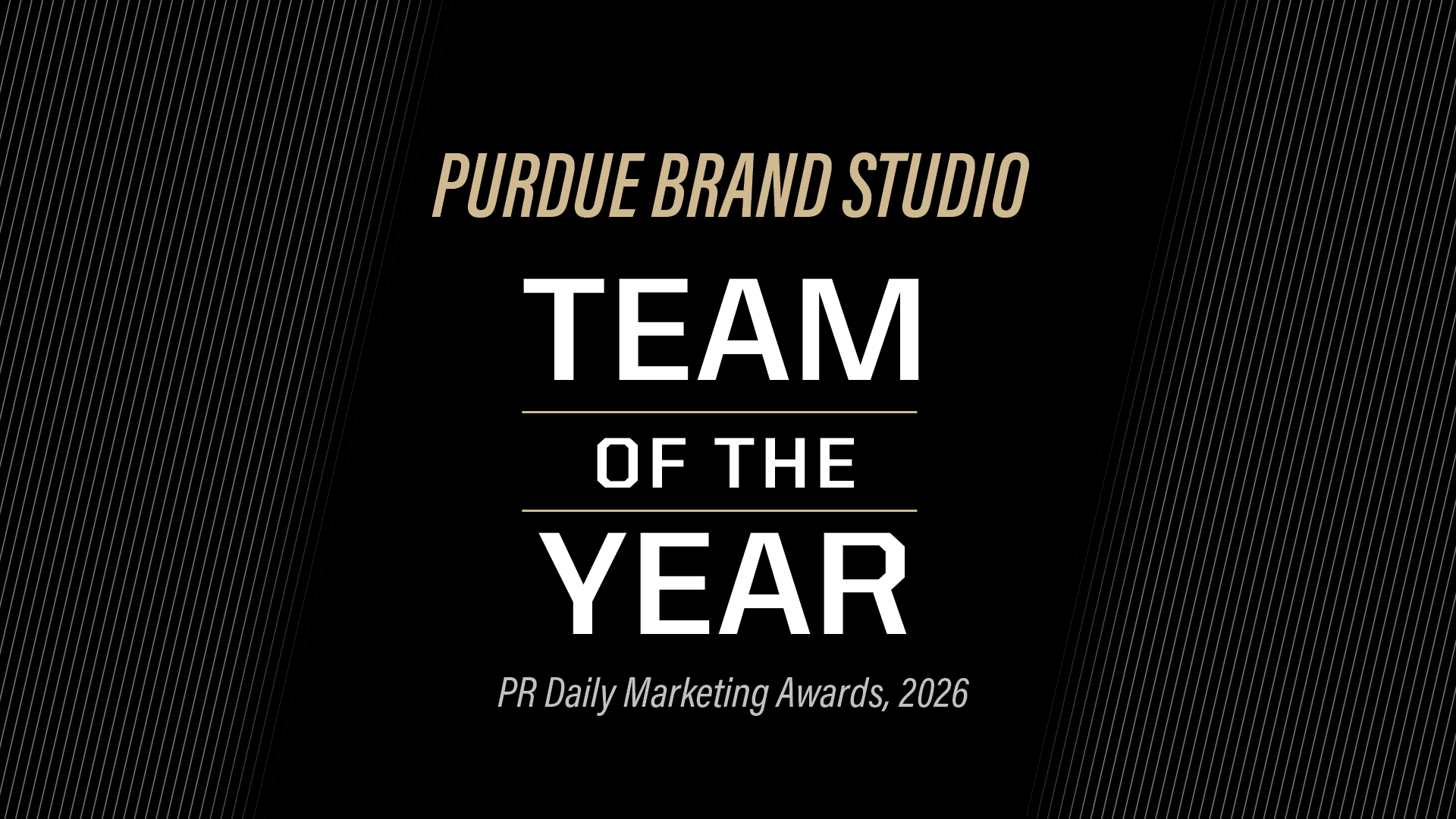 Purdue Brand Studio Team of the Year award graphic.