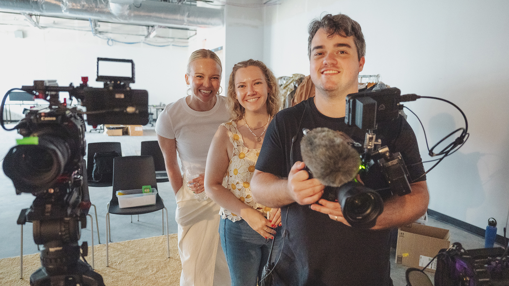 Behind-the-scenes of Purdue Brand Studio video production shoot