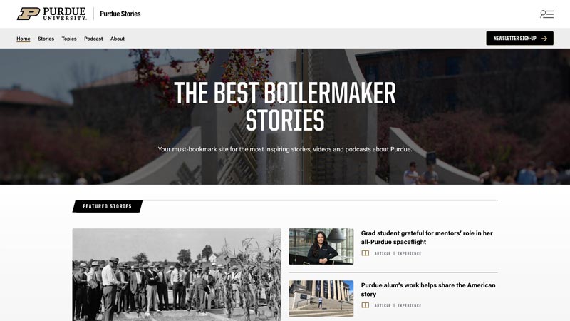 Purdue Stories homepage