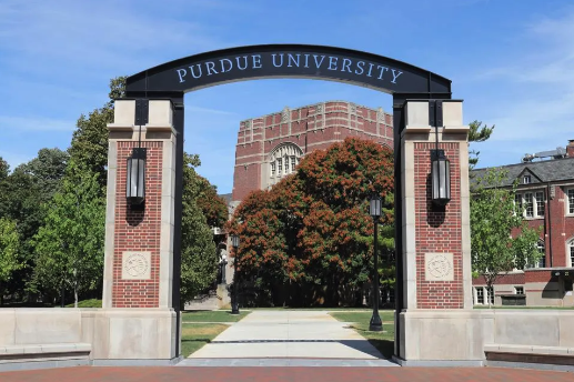 Purdue University campus gateway arch.
