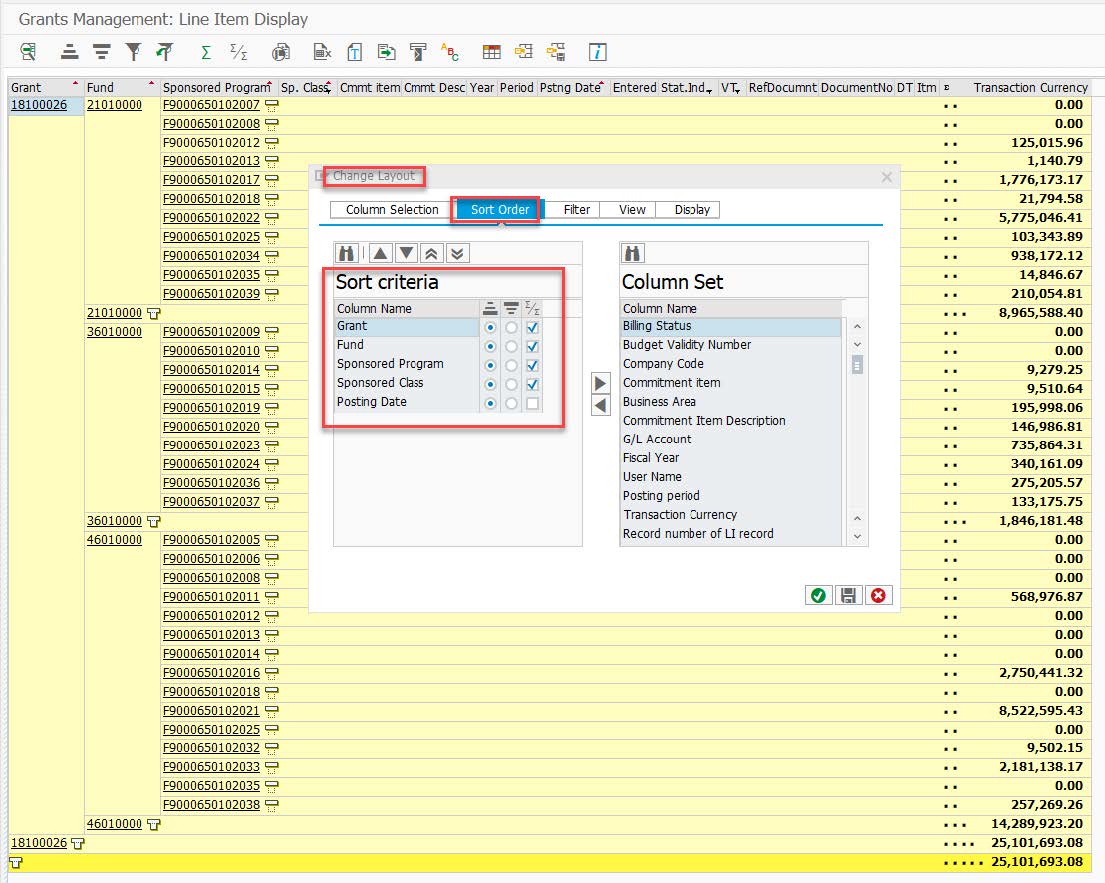 Change Layout Sort Order Example 2 – Line-item Display