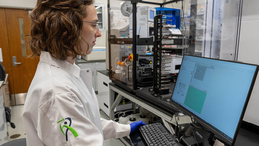 An Eradivir employee conducts research on the company’s EV25 influenza therapeutic. Research published in the Proceedings of the National Academy of Sciences shows EV25 acts faster and has a broader window of efficacy than the current standard of care for influenza.