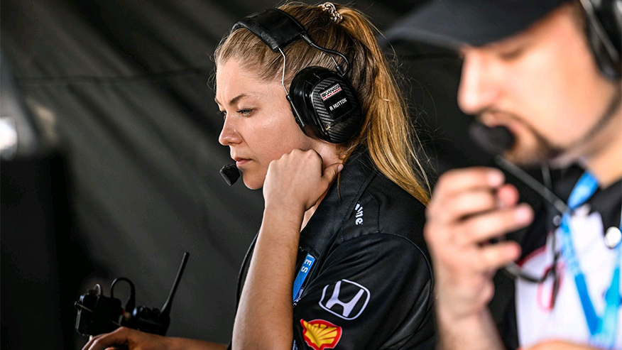 male and femaile with headsets