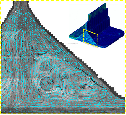 Figure 2.	Interacting failure mechanisms in a [60,0,-60]3s coupon still able to carry significant load in the vertical direction
