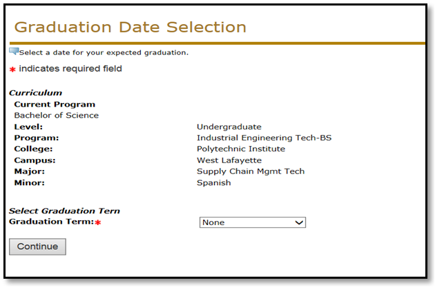 Graduation Date Selection graphic