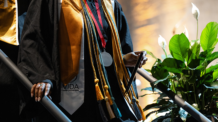 A close-up of cords worn by a candidate.