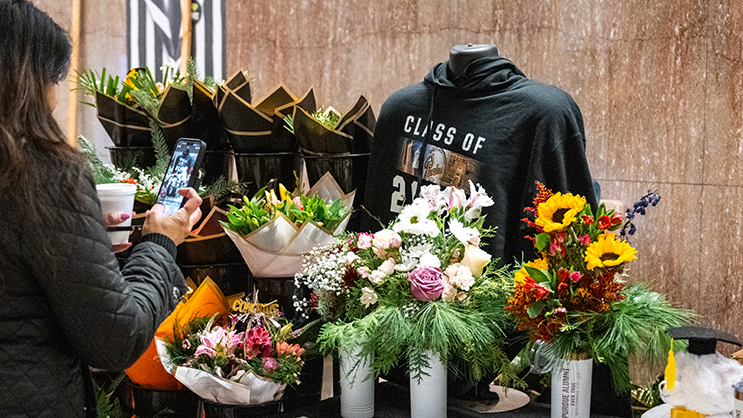 Table with graduation gifts in Elliott Hall of Music