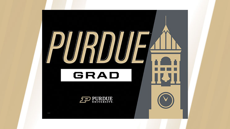 Image of Purdue Graduate Yard Sign with Bell Tower for Download