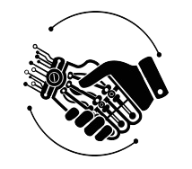 Illustration of a robotic hand shaking a human hand