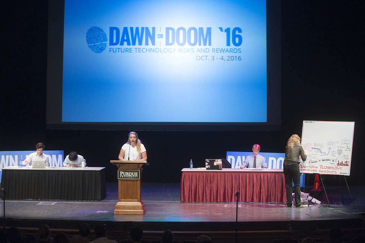 Purdue V.S. Indiana University exhibition student debate 'Encryption technology should have backdoors'