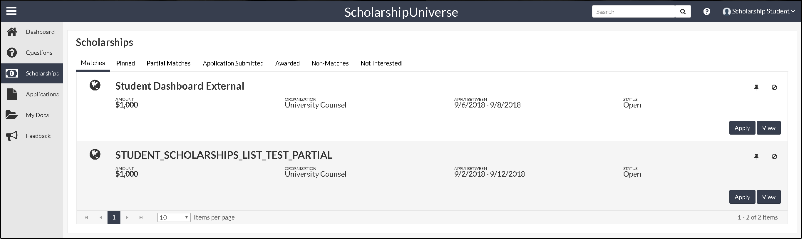 ScholarshipUniverse list of scholarships that you quality for.