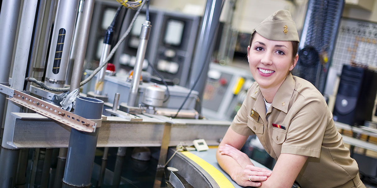 ROTC student smiling in Purdue lab