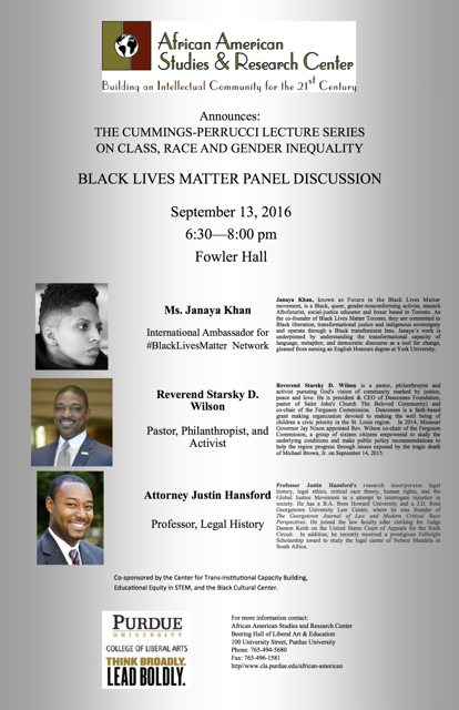 Black Lives Matter Panel Discussion on September 13, 2016