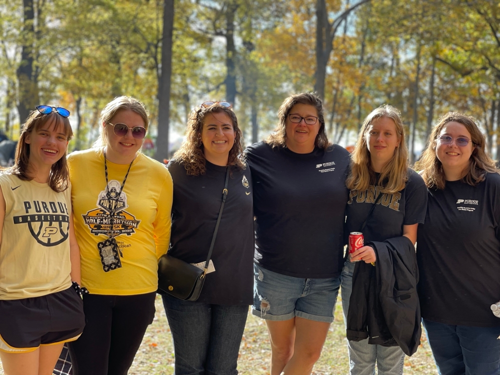 Pictured: six students gather at Exploration Acres during a PMP fall outing