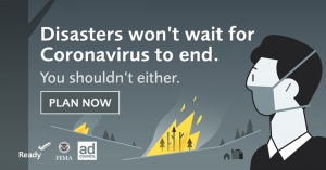 Disasters won't wait logo from FEMA
