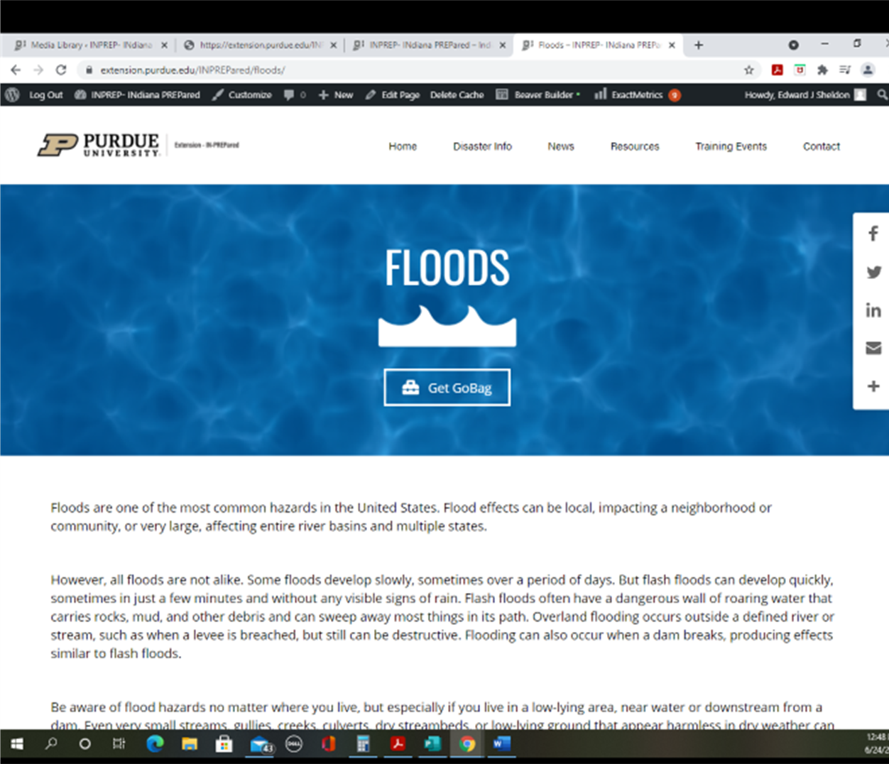 floods general page screen shot