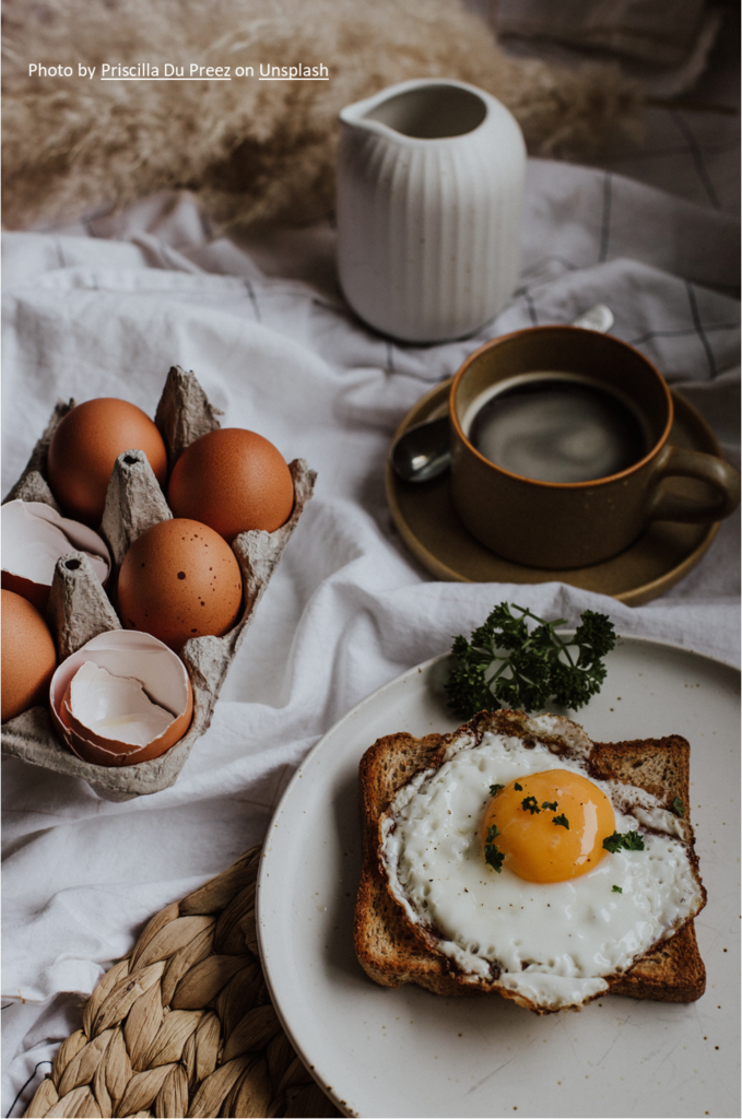 eggs, coffee, and toast