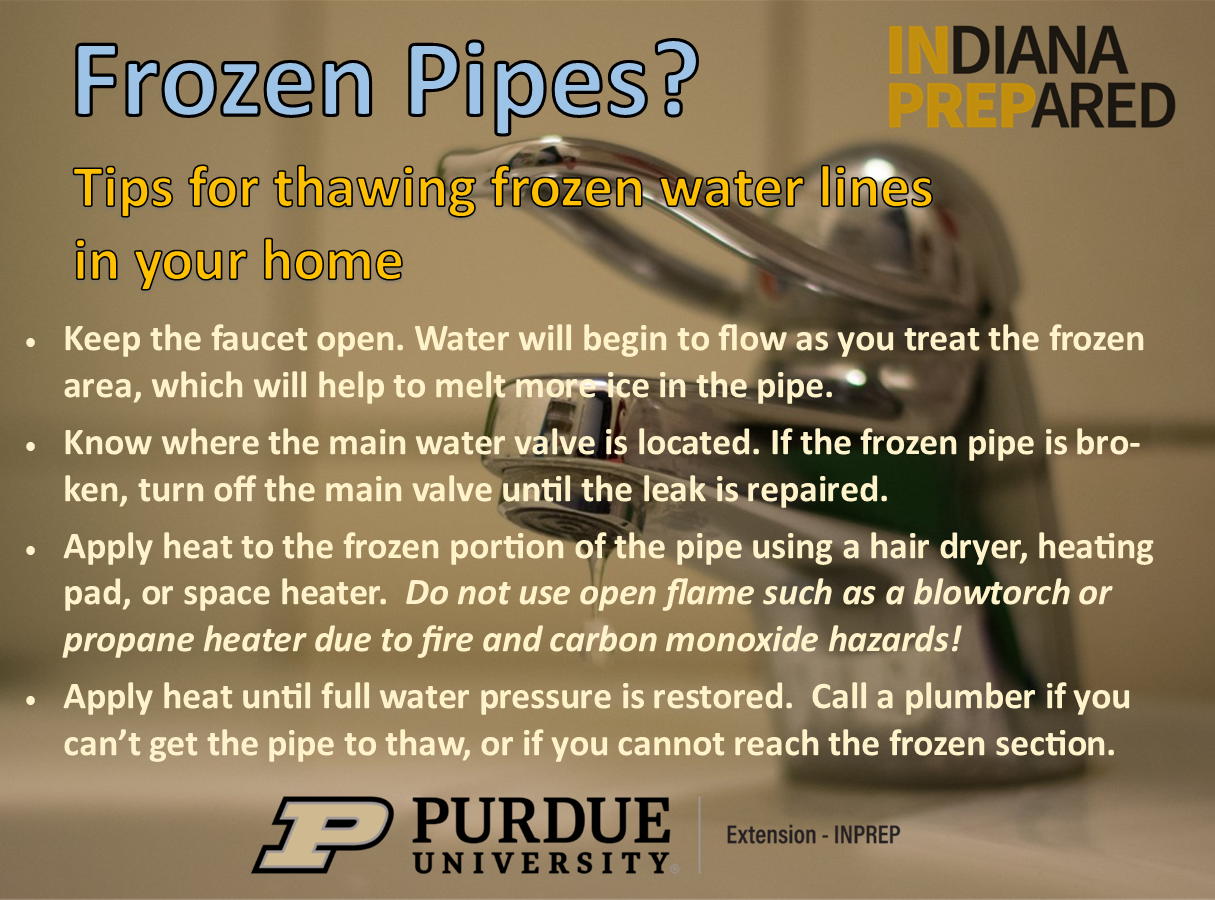 Thawing frozen pipes social media post