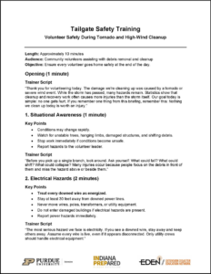 Cover page of Tornado Cleanup Safety Lesson Plan