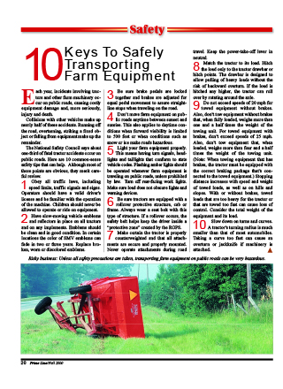 Ten Keys to Safely Transporting Farm Equipment Ten Keys to Safely Transporting Farm Equipment
