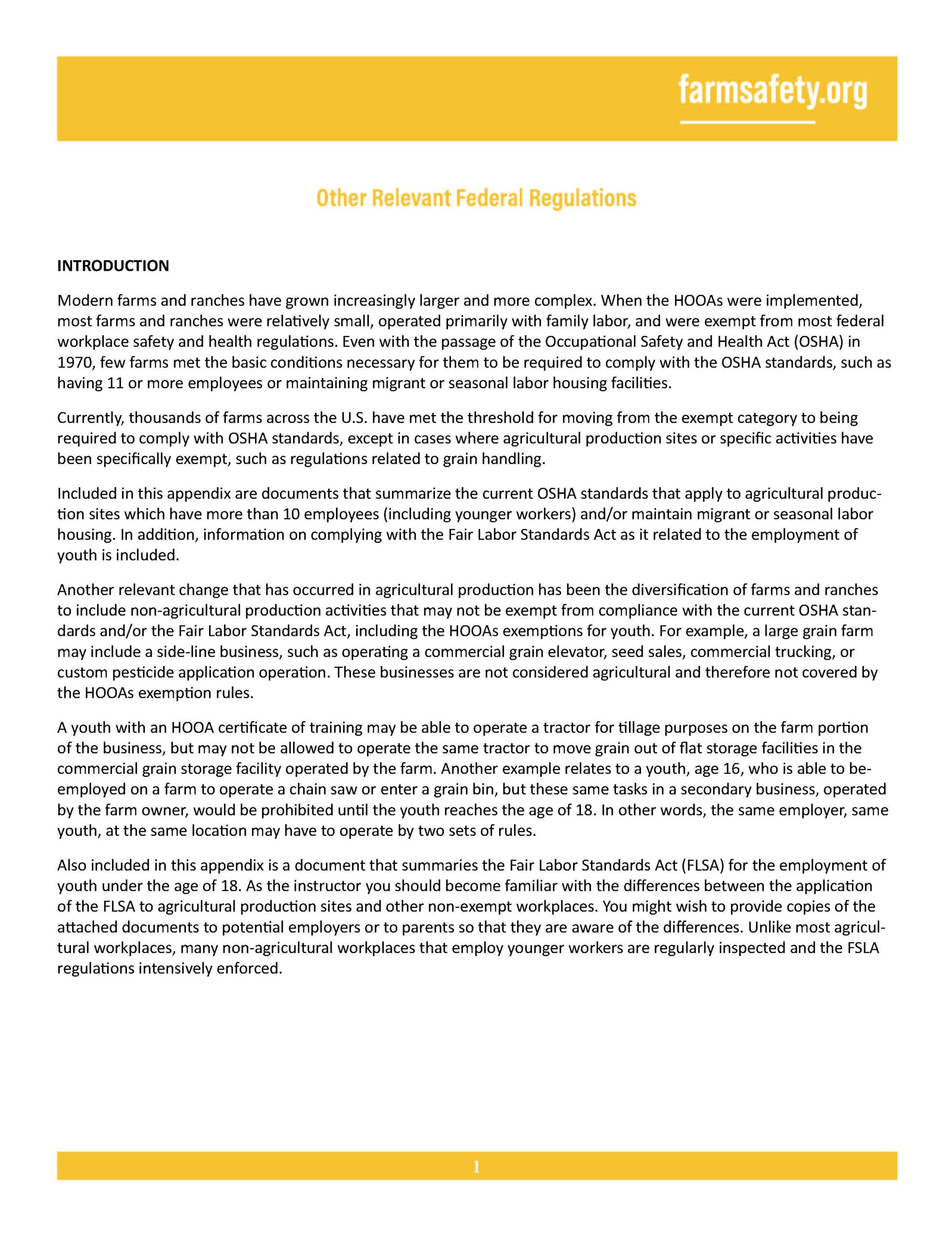 Other Relevant Federal Regulations Other Relevant Federal Regulations