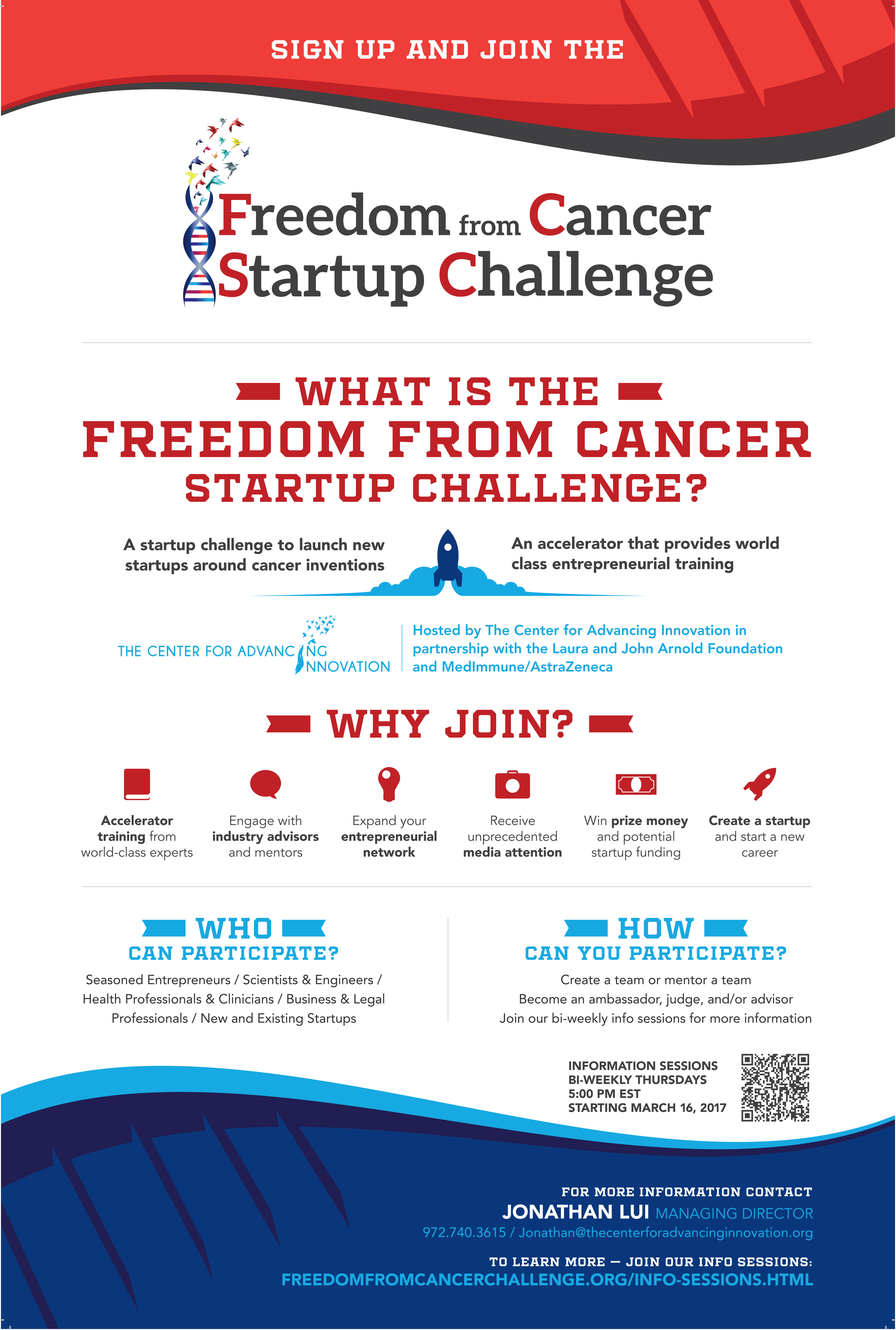 Freedom from Cancer Startup Challenge flyer