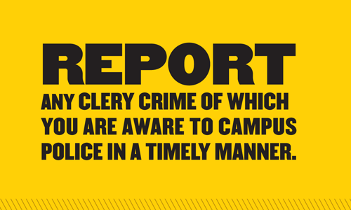 Report any Clery Crime of which you are aware in a timely manner