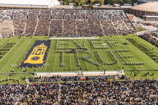Marching band performs Ever True theme