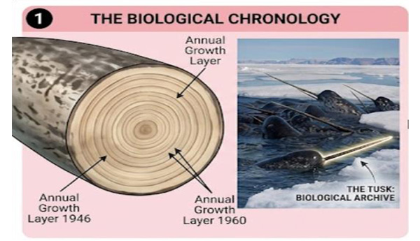 The biological chronology showing animal growth and travel.