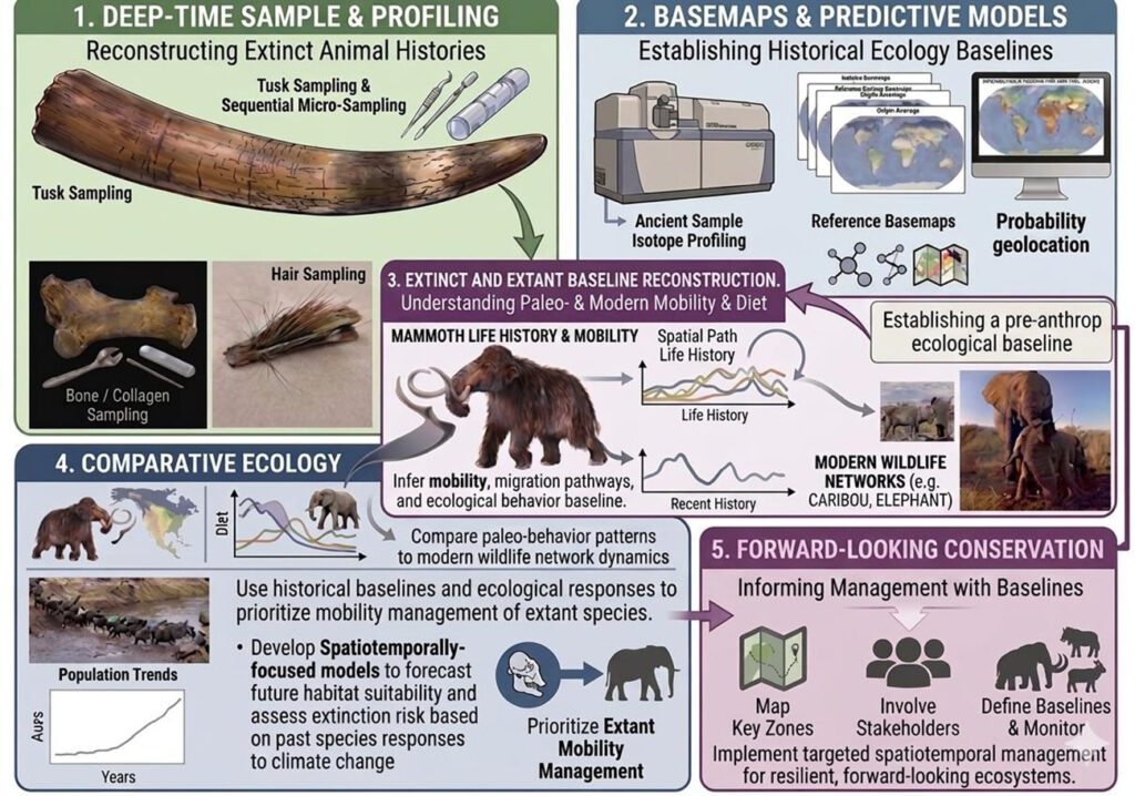 Isotope-enabled reconstruction of past animal movements to inform future conservation strategies. See caption below for more details.