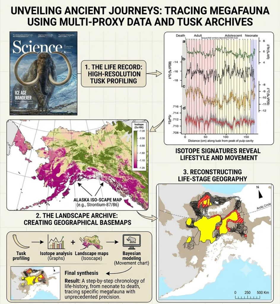 Reconstructing megafaunal life histories through isotope-enabled archive analysis. See caption below for more details.