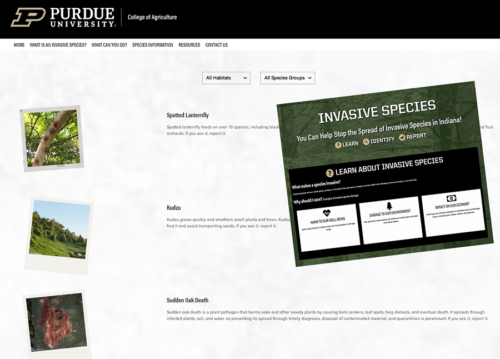 Purdue Report Invasive Species website.